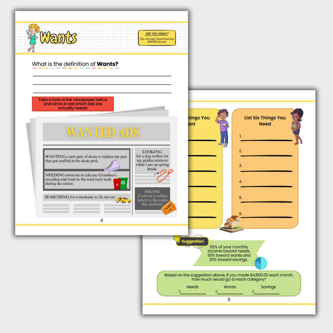Spending and Saving Worksheets Downloadable