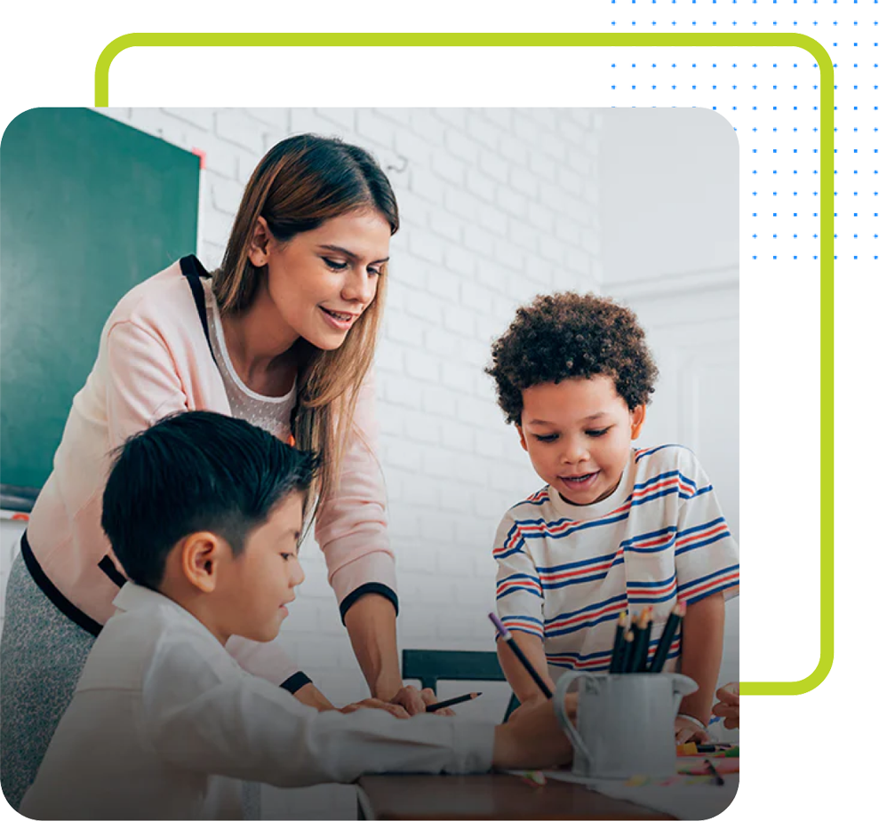 Teacher with students