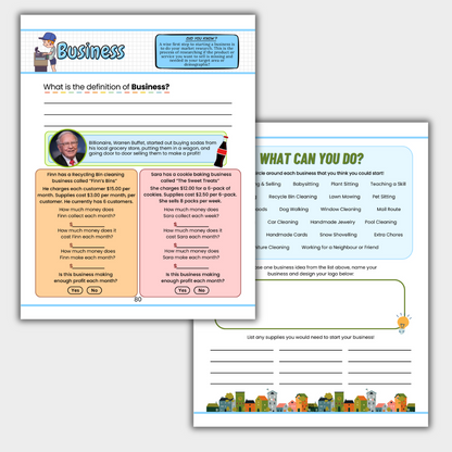Entrepreneurship Worksheets Downloadable
